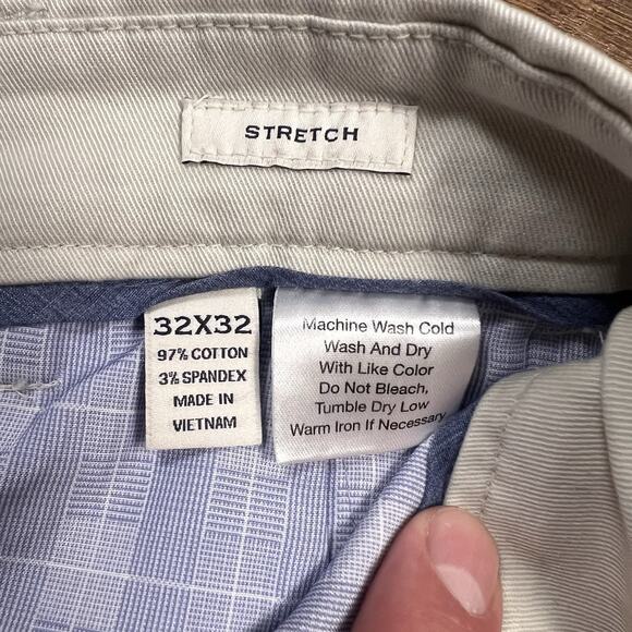 Joseph Abboud Men's Ivory Stretch Twill Cotton Dress Pants Size 32/32 - Picture 5 of 8